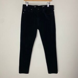 AG Adriano Goldschmied The Prima Cigarette Leg Micro Corduroy Skinny Pants Black